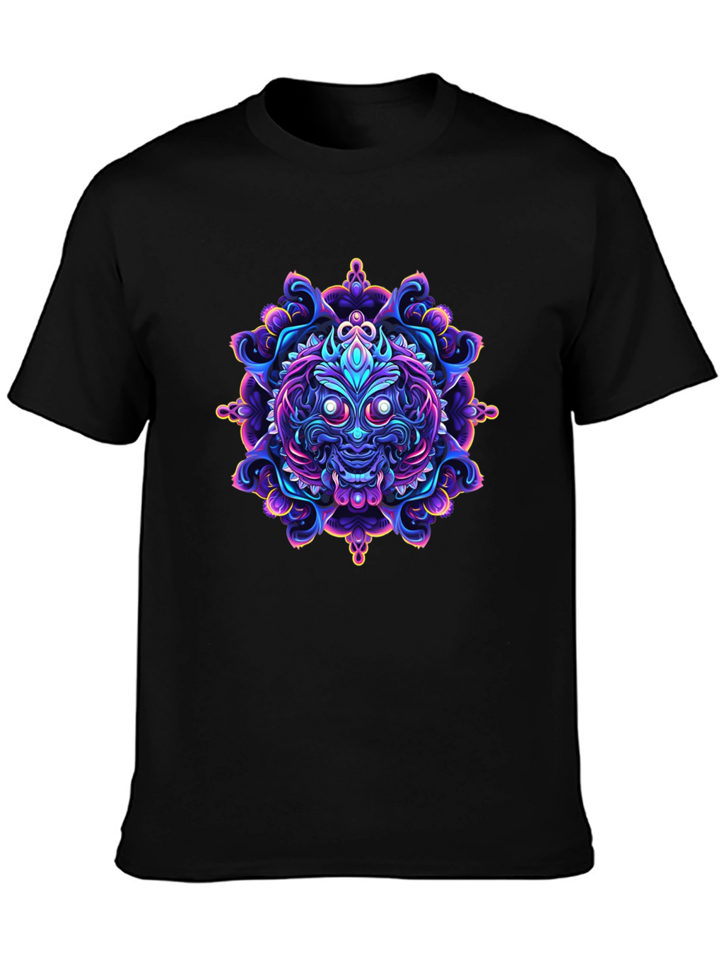 Vibrant Mandala Art Black T-Shirt