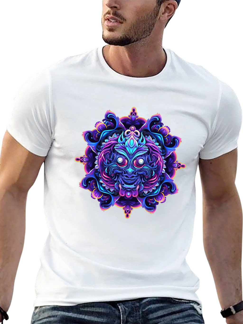 Vibrant Mandala Art Black T-Shirt
