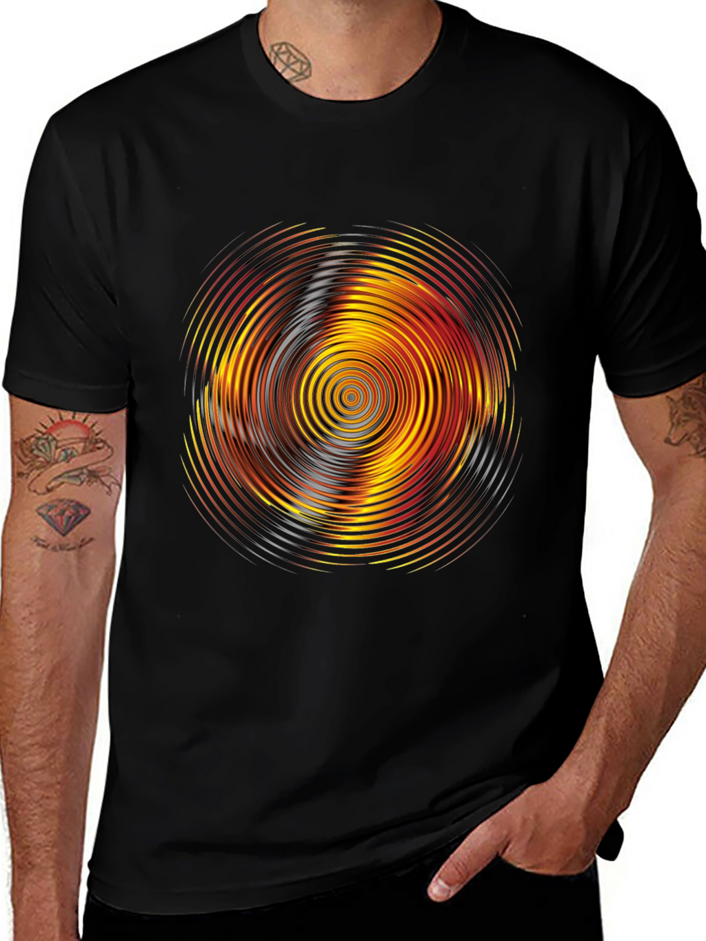 Vibrant Graphic Tee: Concentric Circle Design