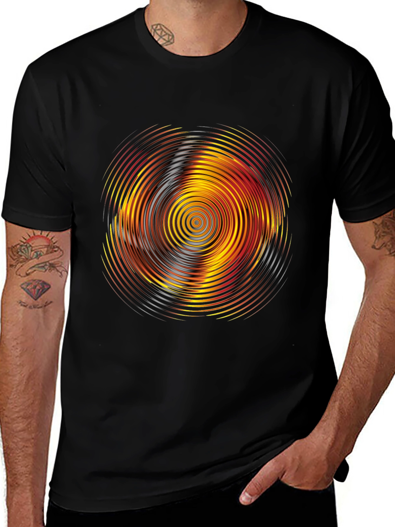 Vibrant Graphic Tee: Concentric Circle Design