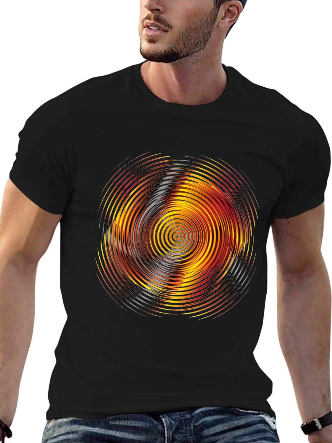 Vibrant Graphic Tee: Concentric Circle Design