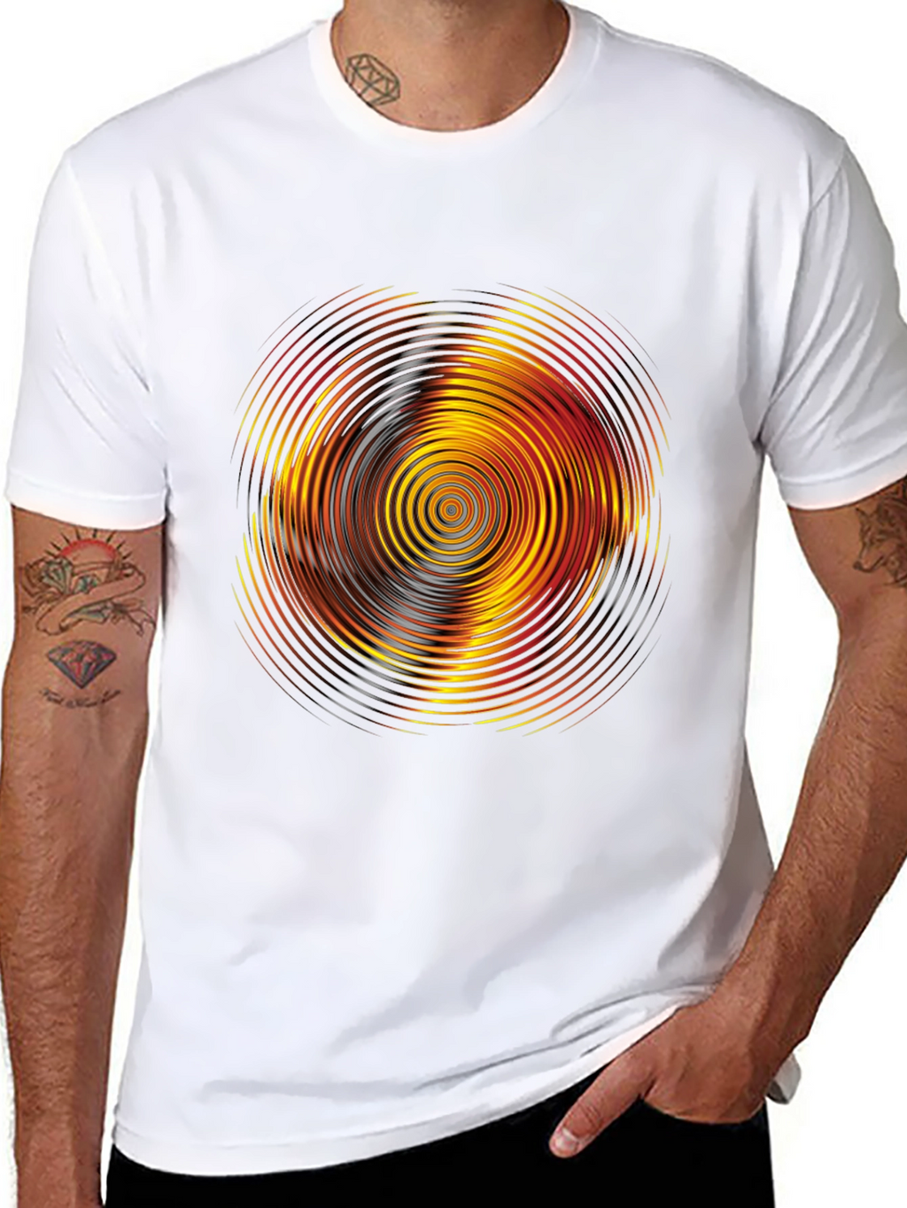 Vibrant Graphic Tee: Concentric Circle Design
