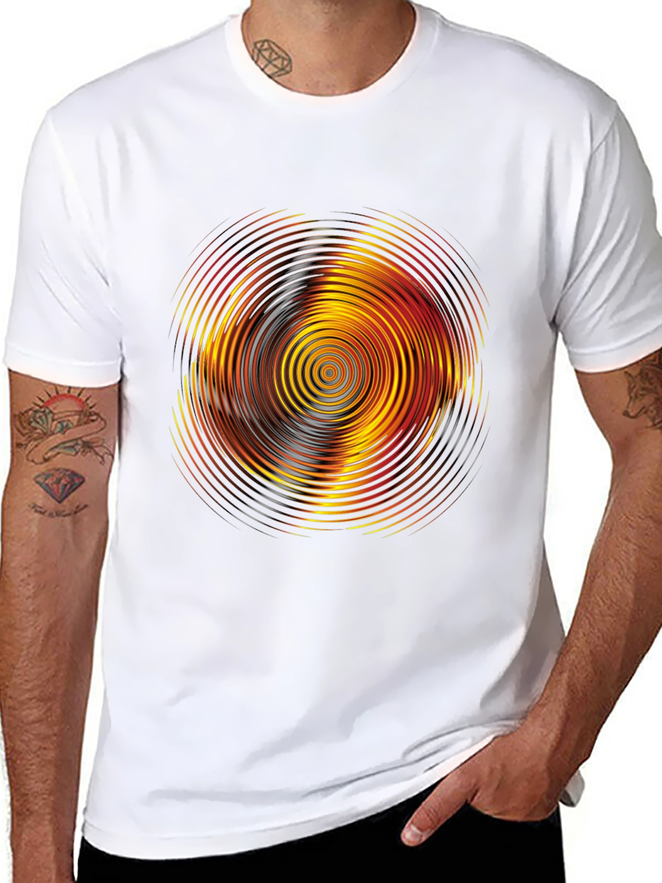 Vibrant Graphic Tee: Concentric Circle Design