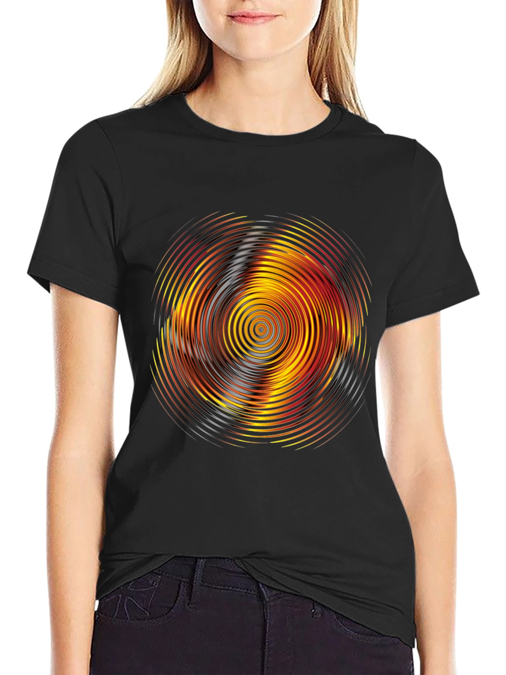 Vibrant Graphic Tee: Concentric Circle Design