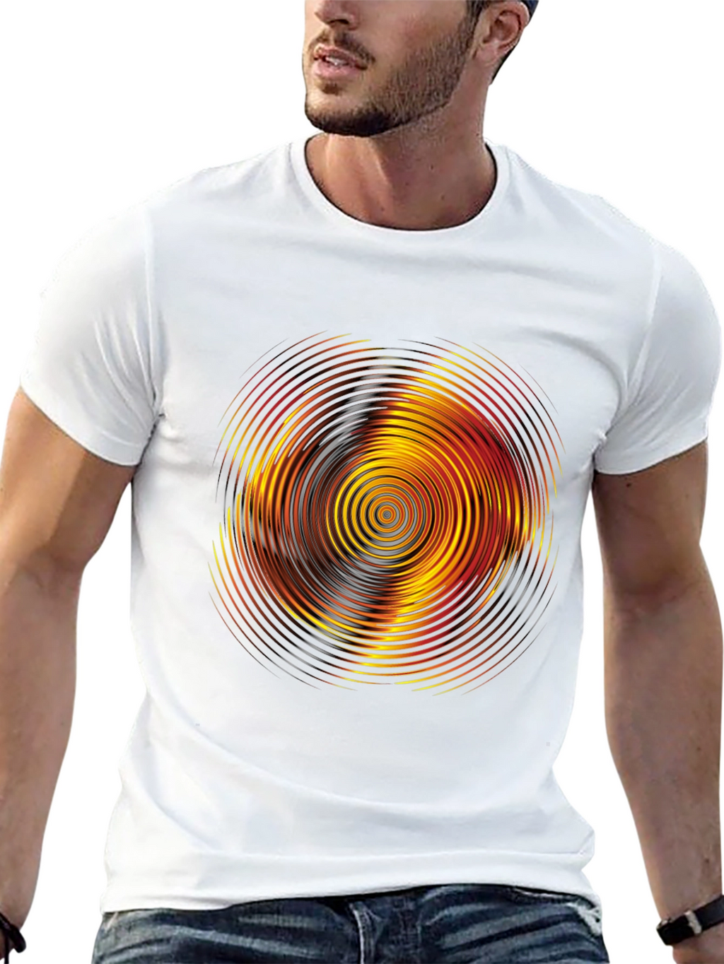 Vibrant Graphic Tee: Concentric Circle Design