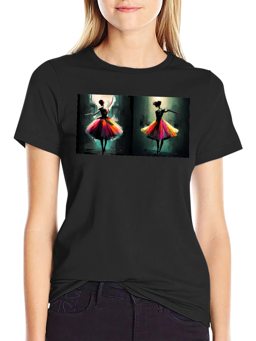 Ballerina Dance Art Black T-Shirt