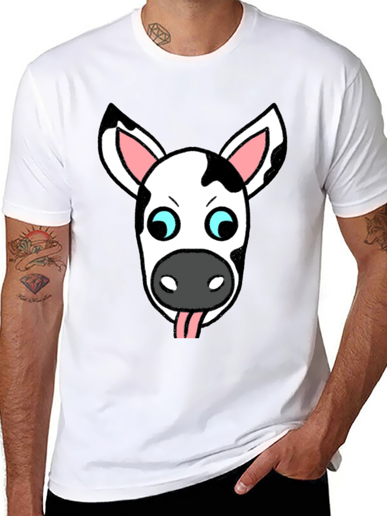 Funny Cow Face Graphic T-Shirt