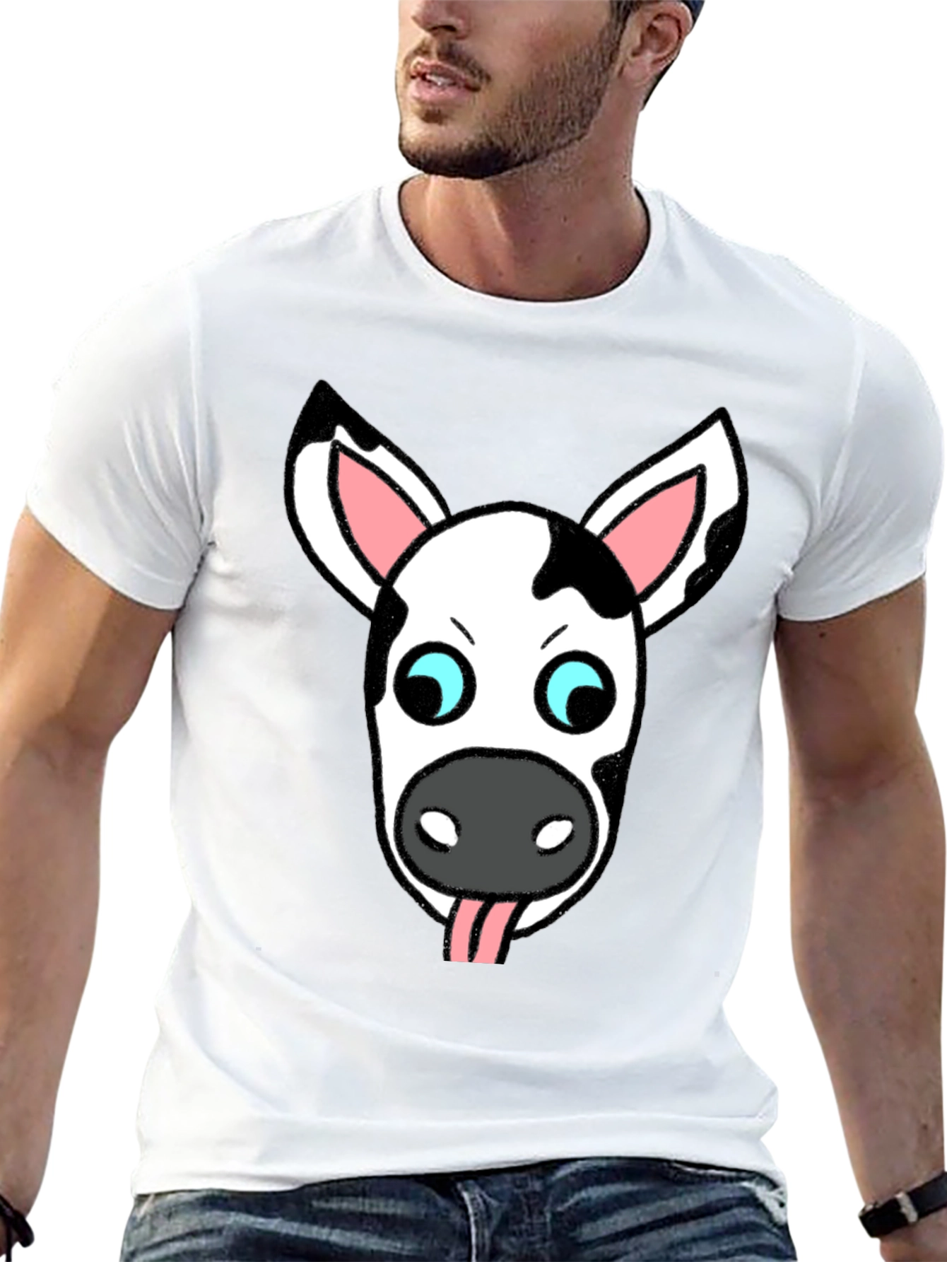 Funny Cow Face Graphic T-Shirt
