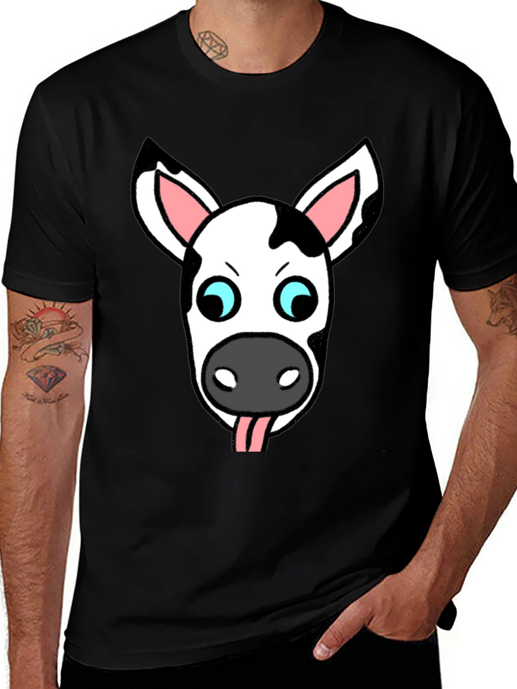 Funny Cow Face Graphic T-Shirt