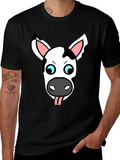 Funny Cow Face Graphic T-Shirt