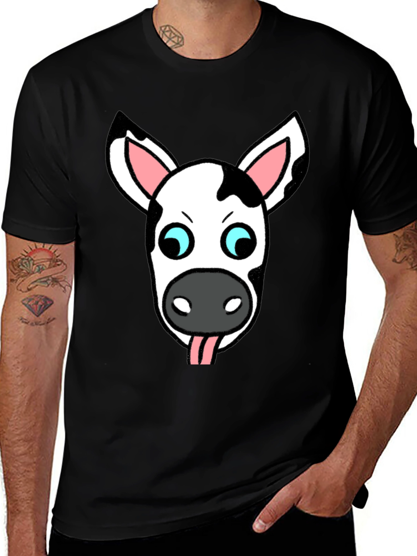 Funny Cow Face Graphic T-Shirt
