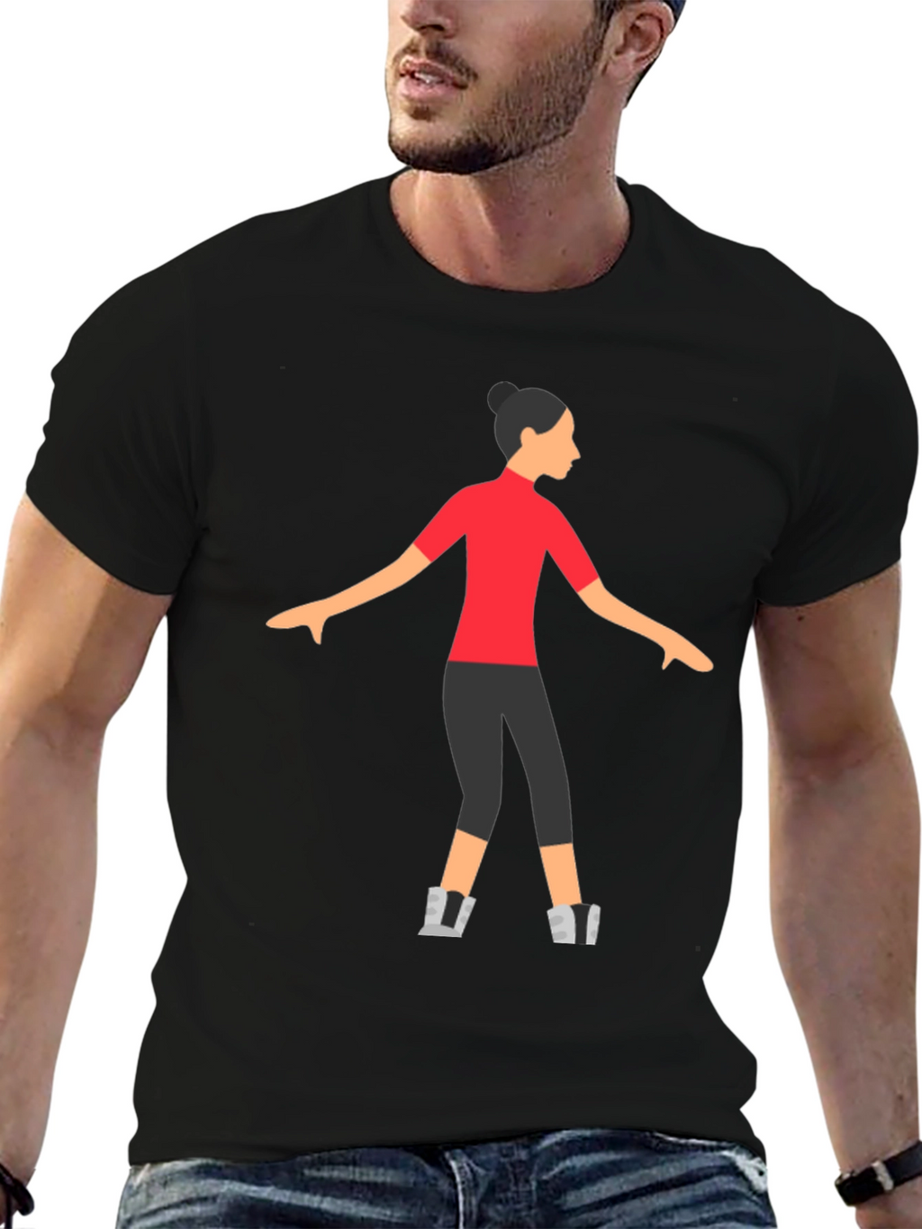 Stylized Dancer Graphic Tee - Black