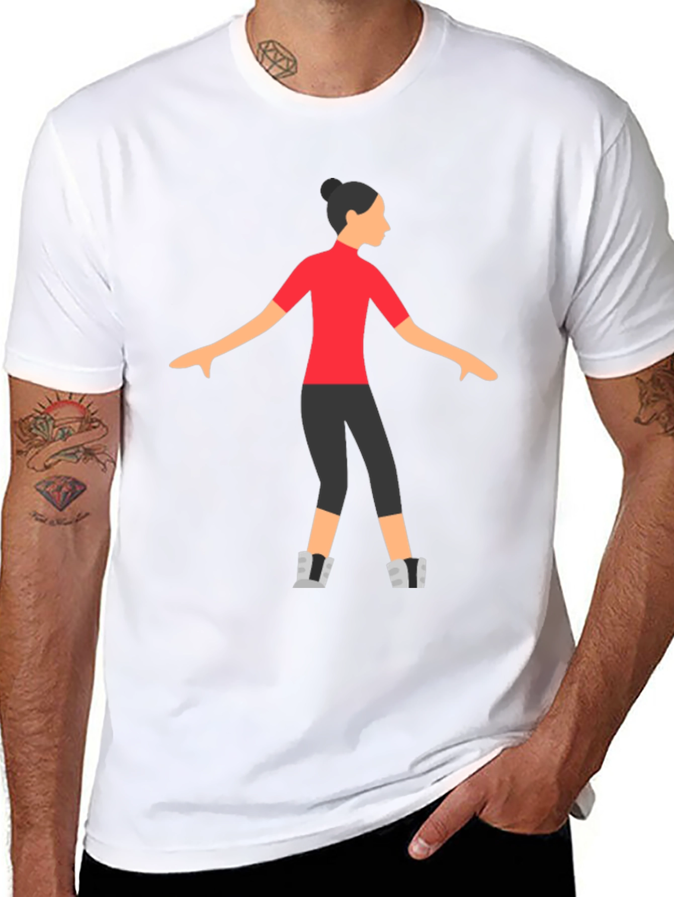 Stylized Dancer Graphic Tee - Black