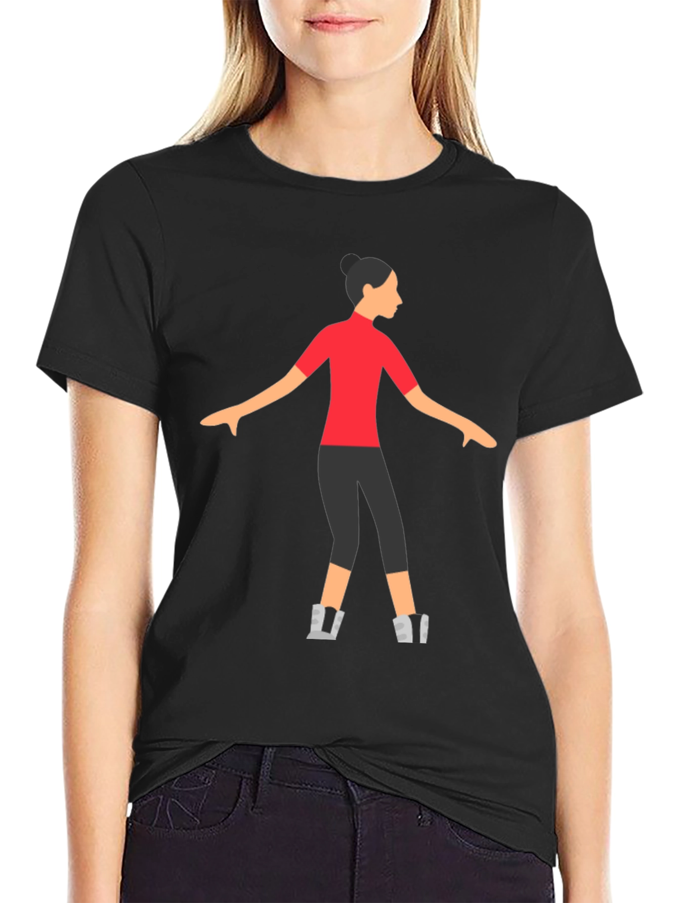 Stylized Dancer Graphic Tee - Black