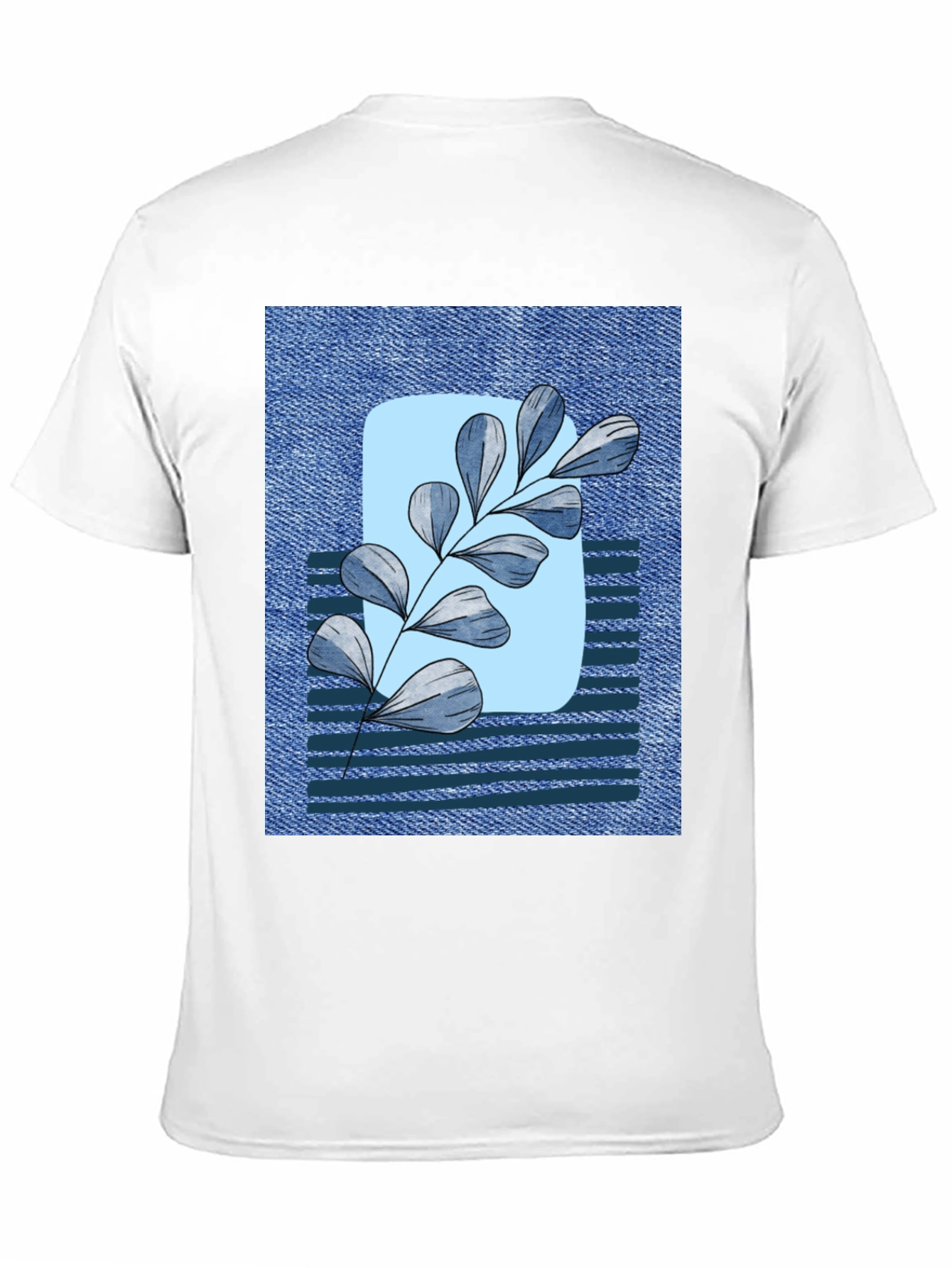 Botanical Denim T-Shirt - Nature Inspired Casual Wear