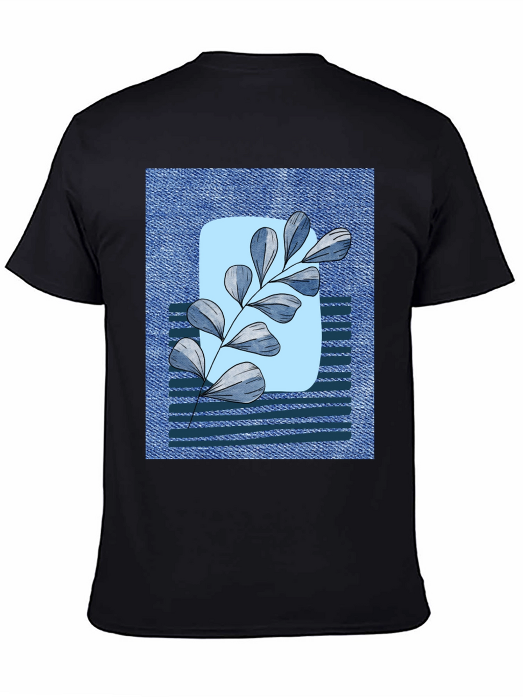 Botanical Denim T-Shirt - Nature Inspired Casual Wear