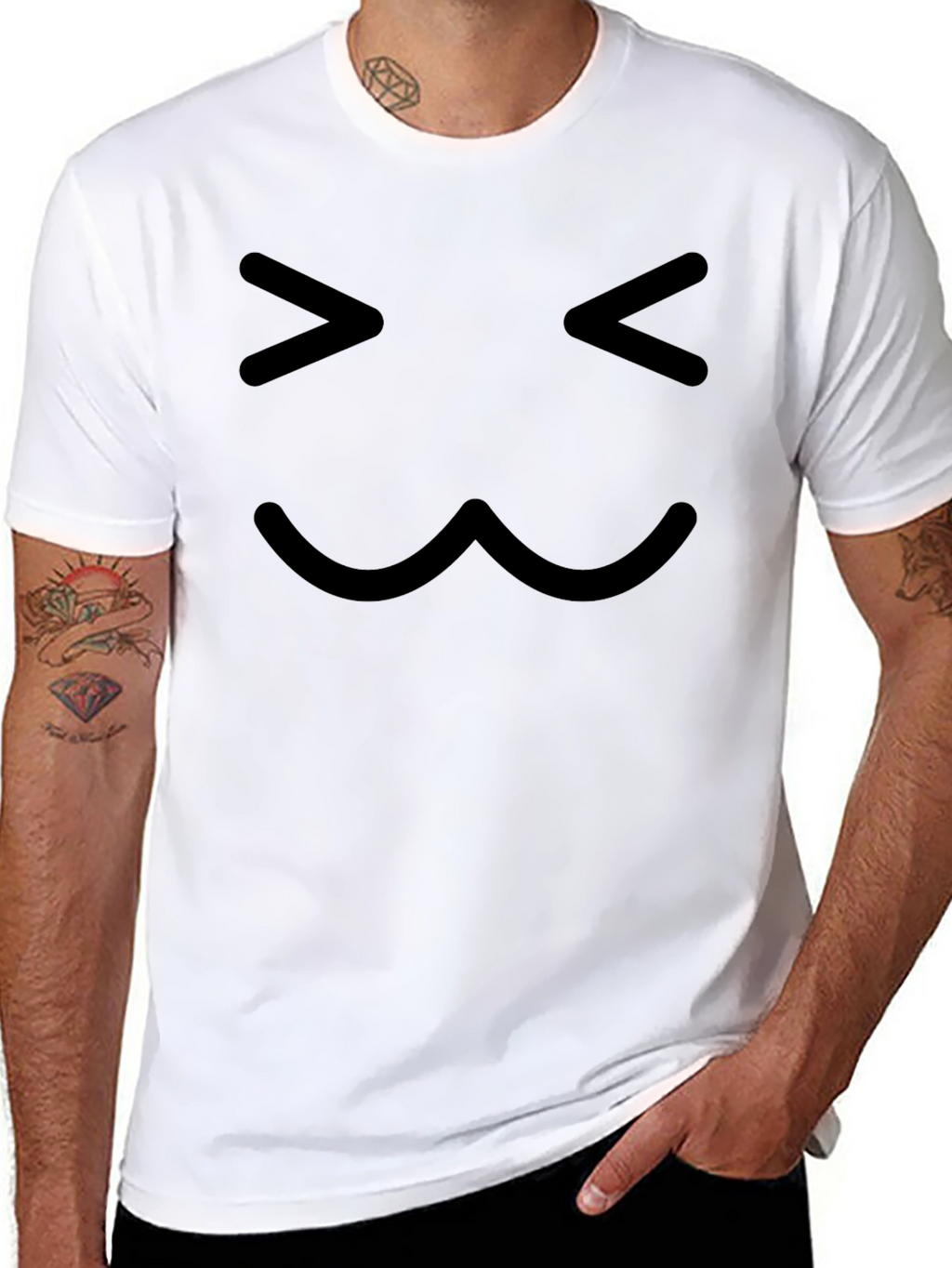Cute Face Graphic T-Shirt - Black