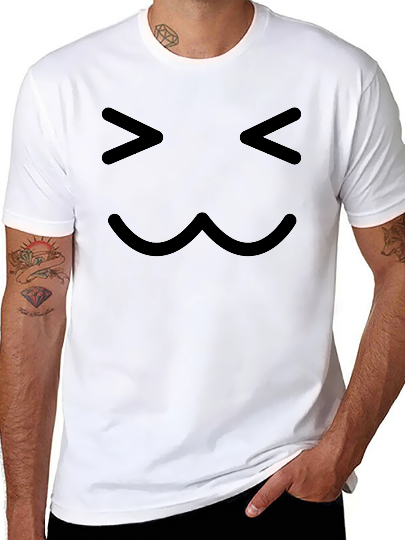Cute Face Graphic T-Shirt - Black
