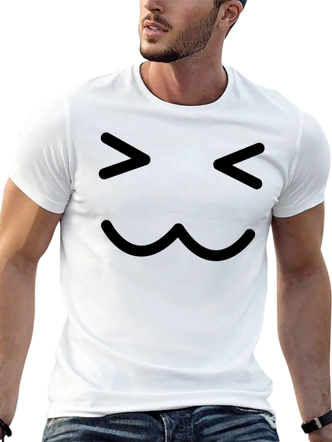 Cute Face Graphic T-Shirt - Black