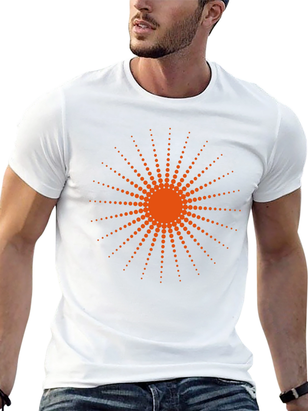 Radiant Sunburst Graphic Tee - Stylish Black Cotton T-Shirt