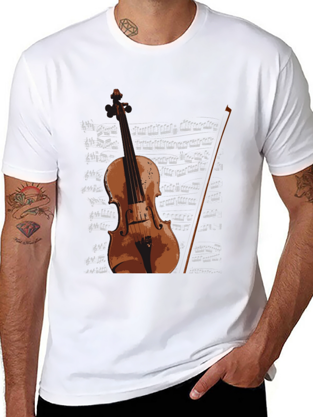 Violin & Sheet Music Graphic T-Shirt