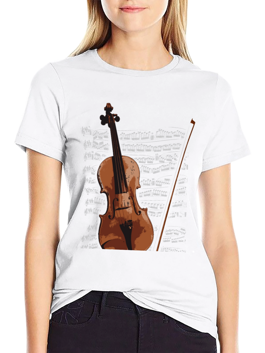 Violin & Sheet Music Graphic T-Shirt