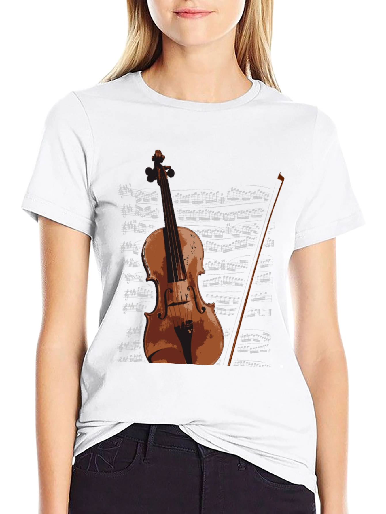 Violin & Sheet Music Graphic T-Shirt