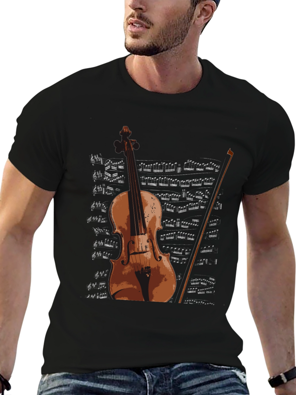 Violin & Sheet Music Graphic T-Shirt