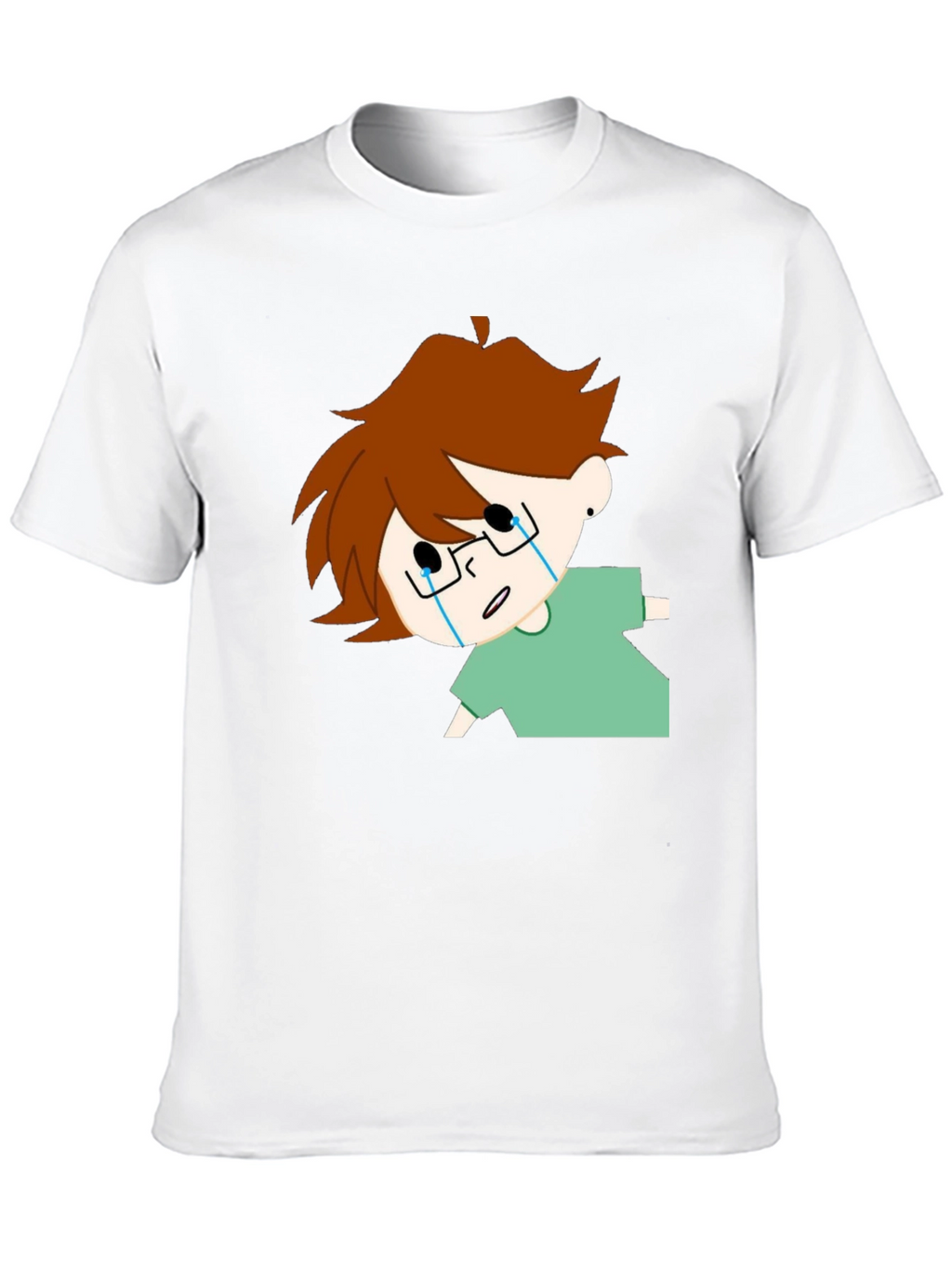 Crying Cartoon Character Black T-Shirt