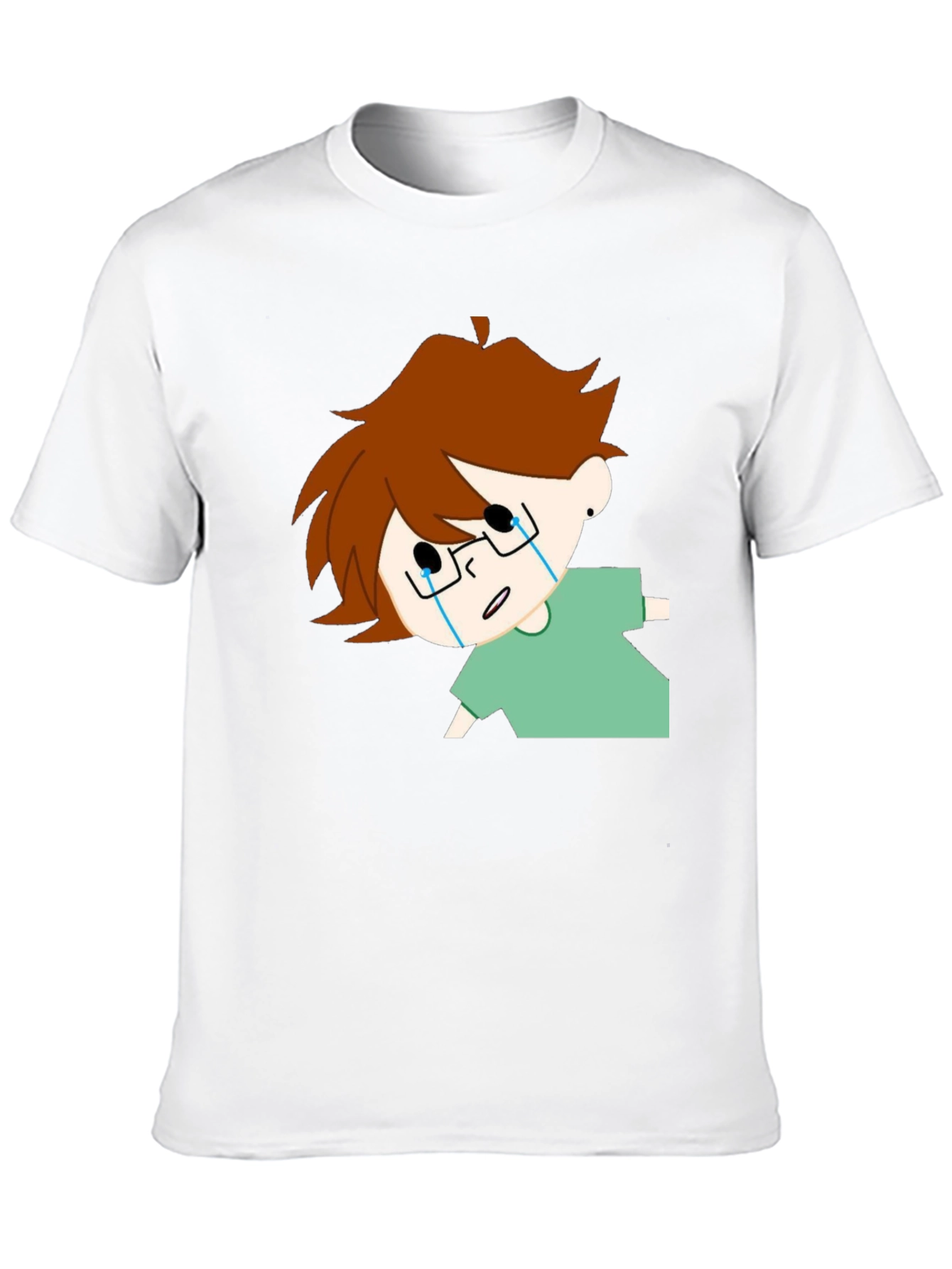 Crying Cartoon Character Black T-Shirt