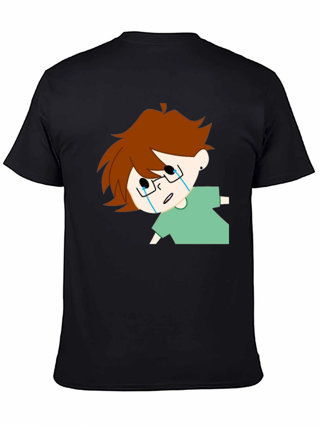 Crying Cartoon Character Black T-Shirt