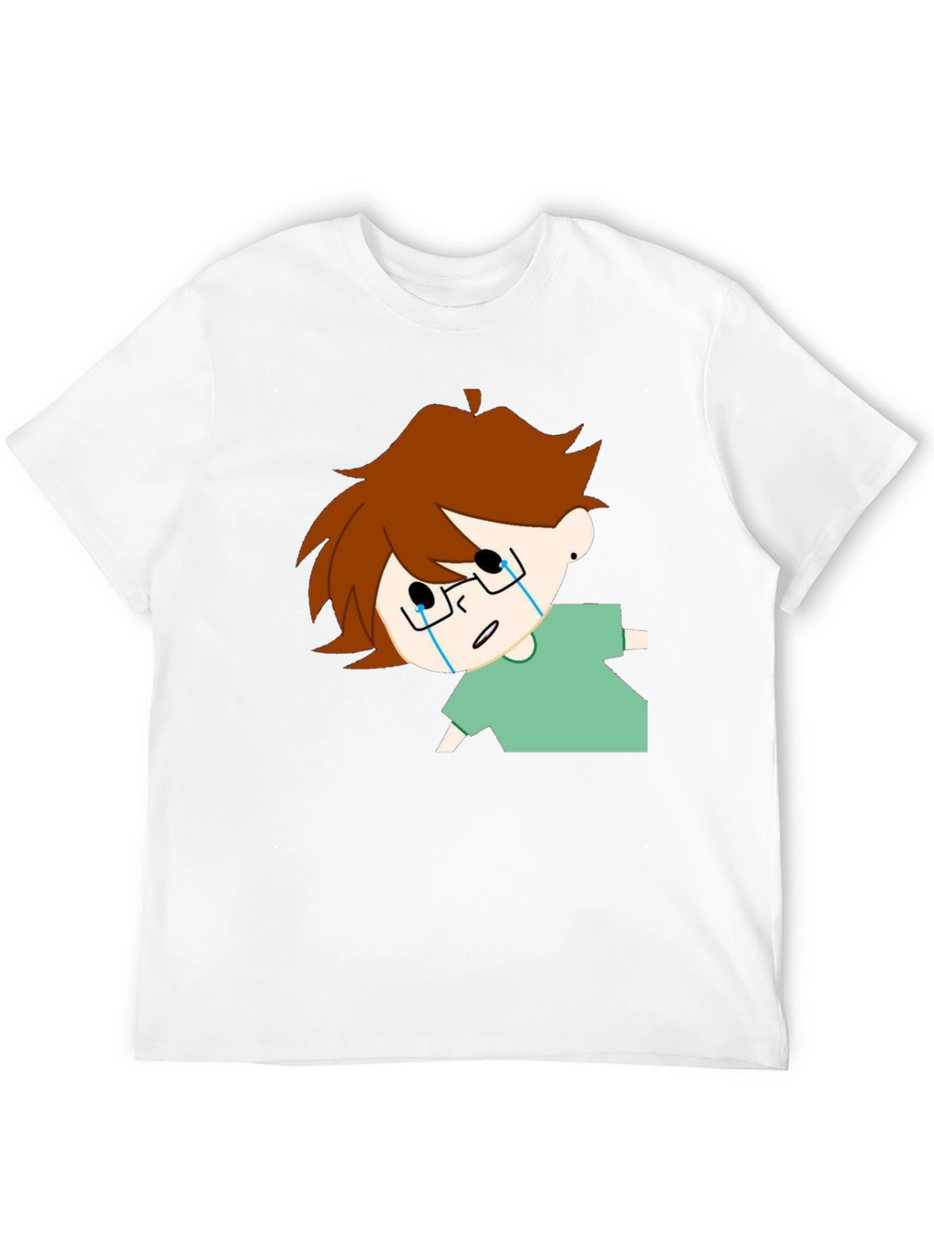 Crying Cartoon Character Black T-Shirt