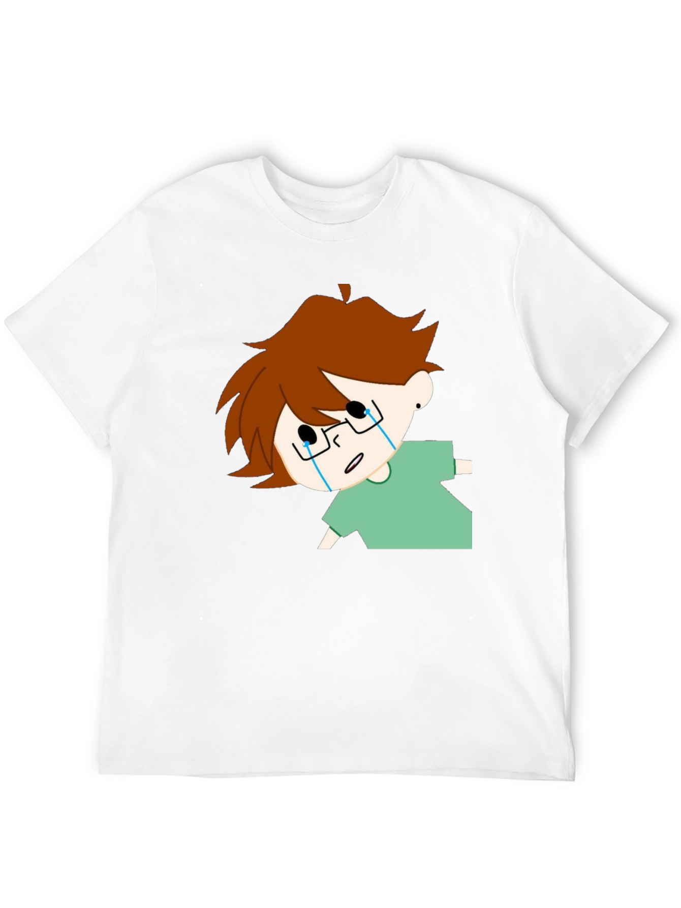Crying Cartoon Character Black T-Shirt