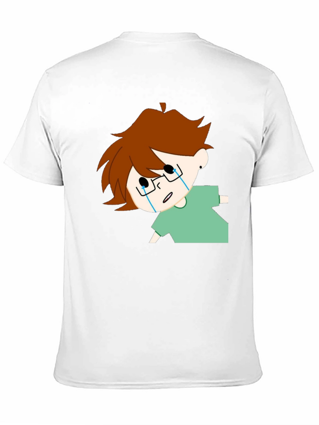 Crying Cartoon Character Black T-Shirt