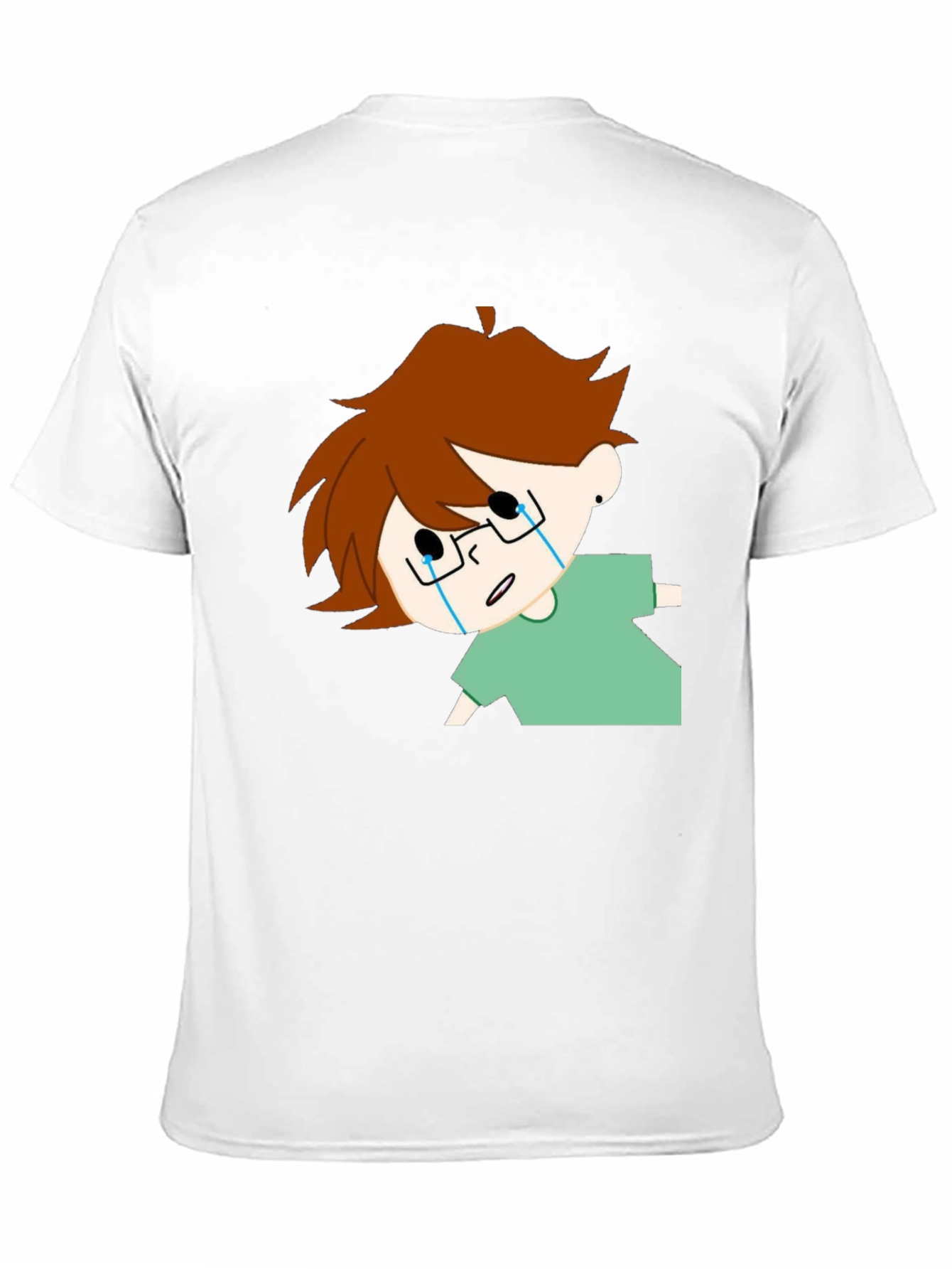 Crying Cartoon Character Black T-Shirt