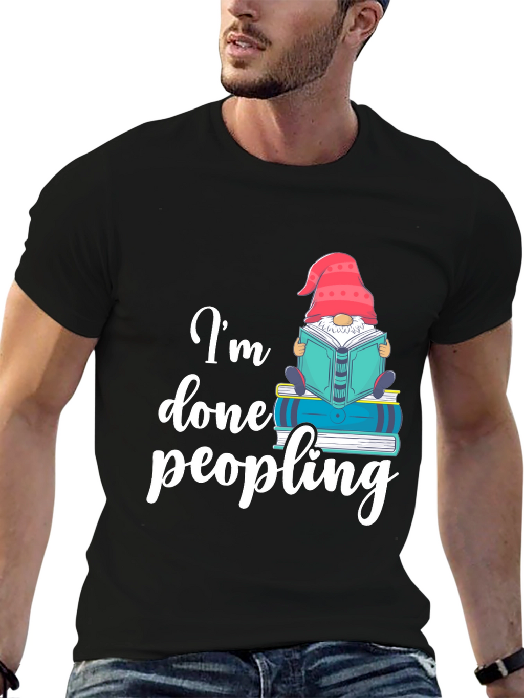 Im Done Peopling T-Shirt - Funny Book Gnome Tee