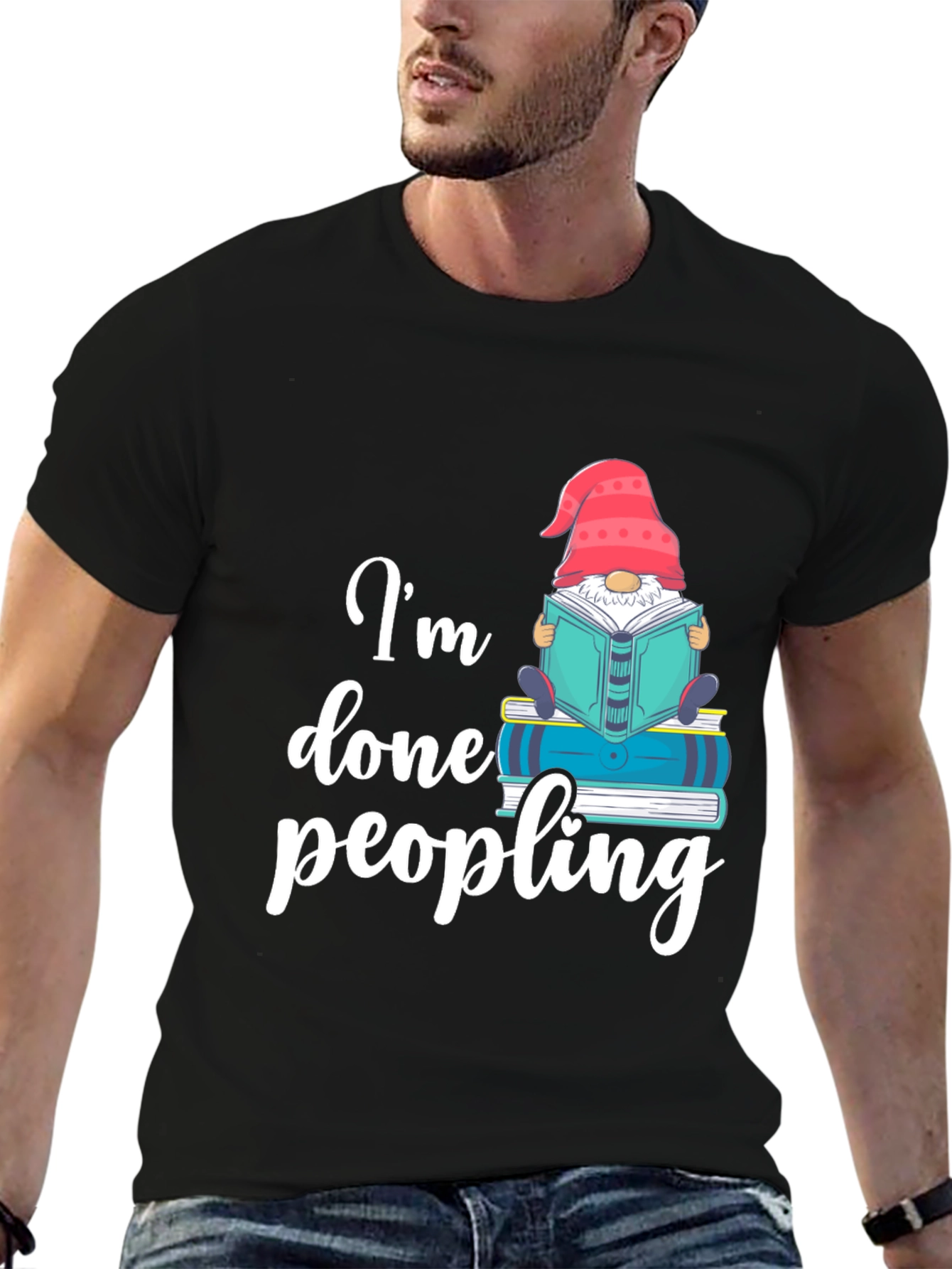 Im Done Peopling T-Shirt - Funny Book Gnome Tee
