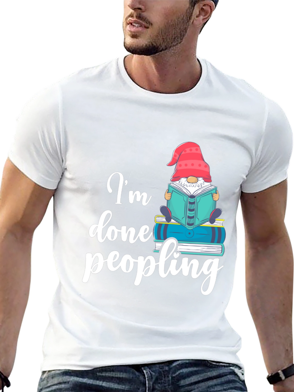 Im Done Peopling T-Shirt - Funny Book Gnome Tee