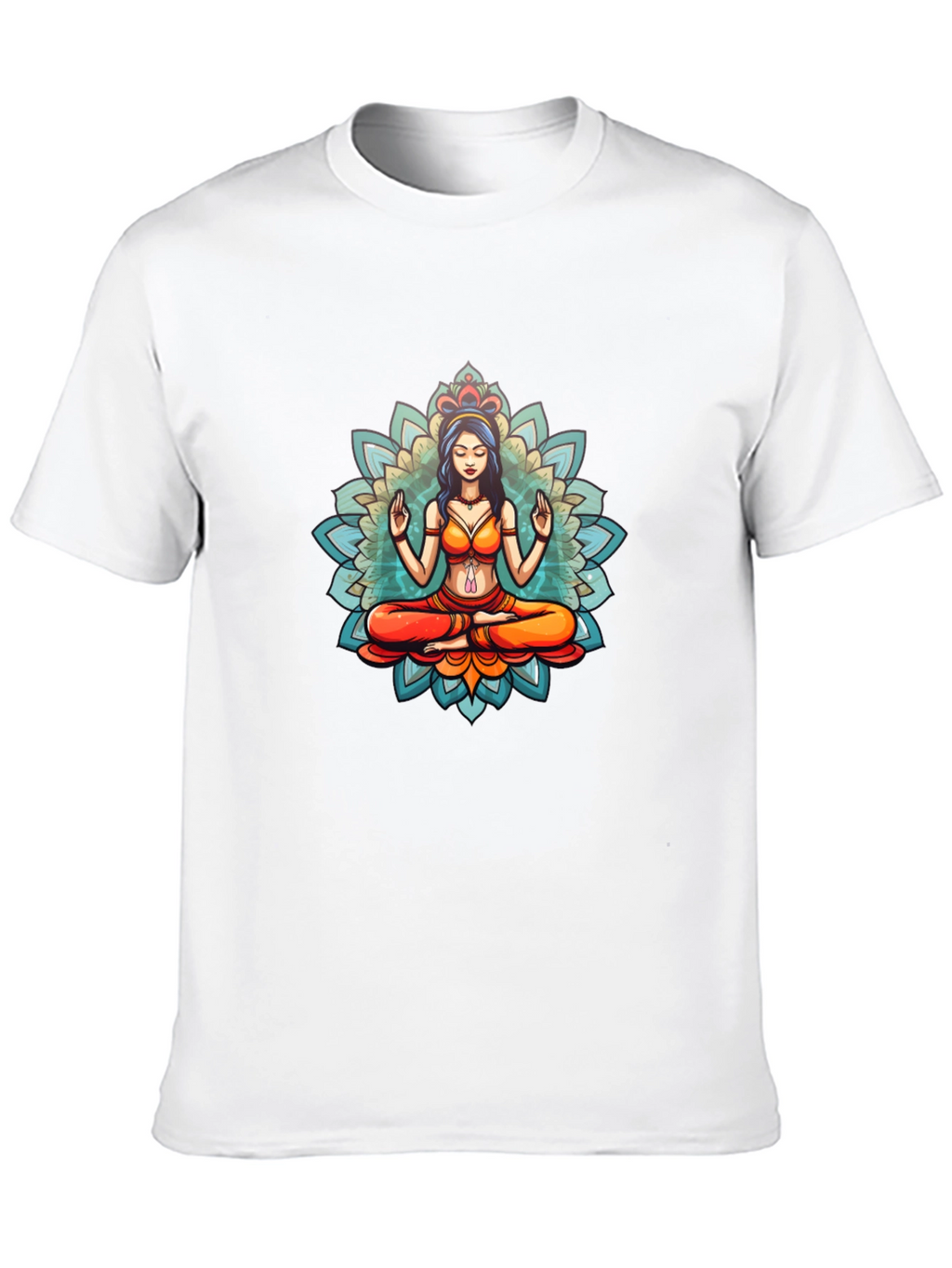 Meditative Mandala Graphic Black T-Shirt