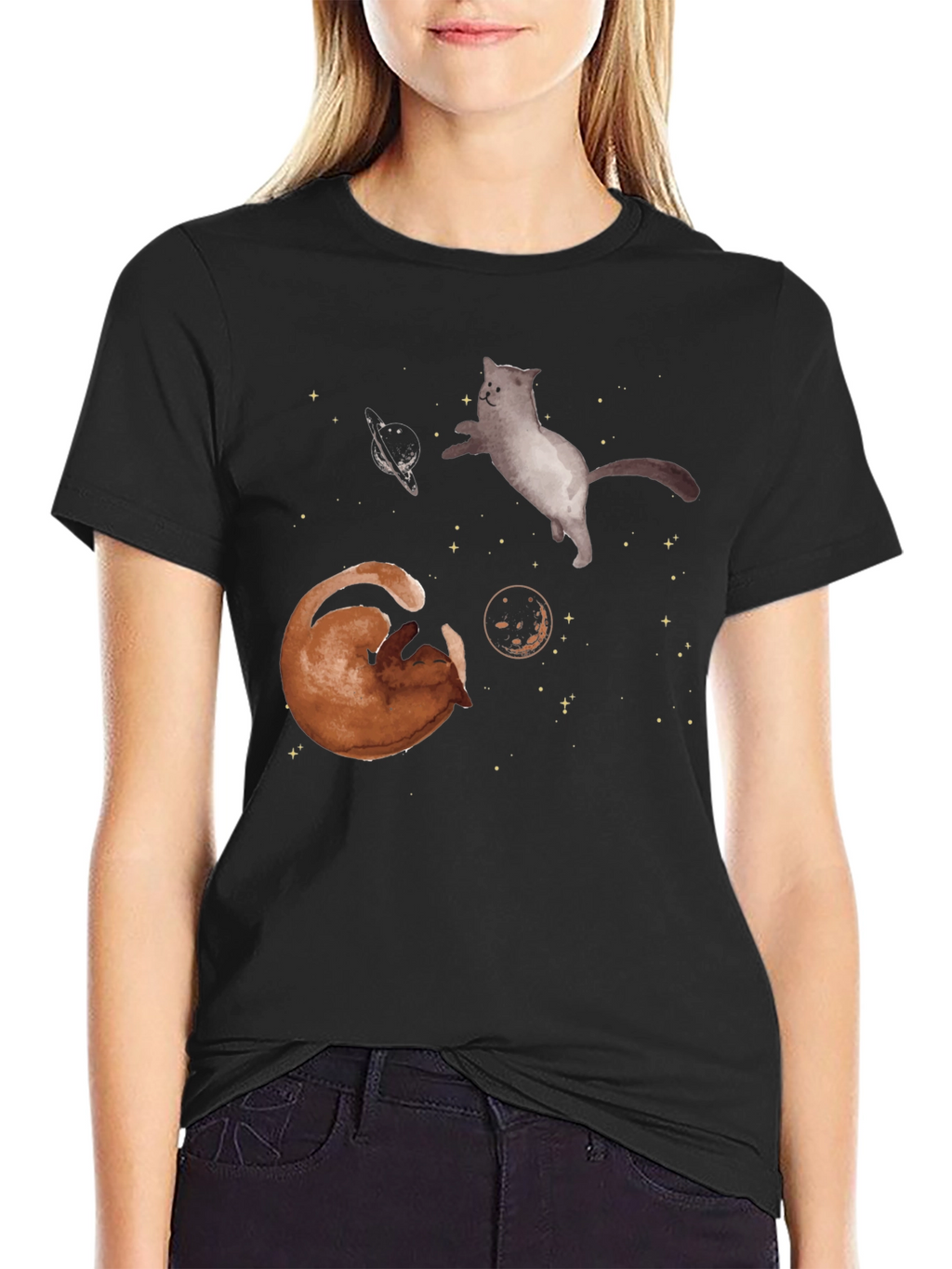 Cosmic Cats Black T-Shirt