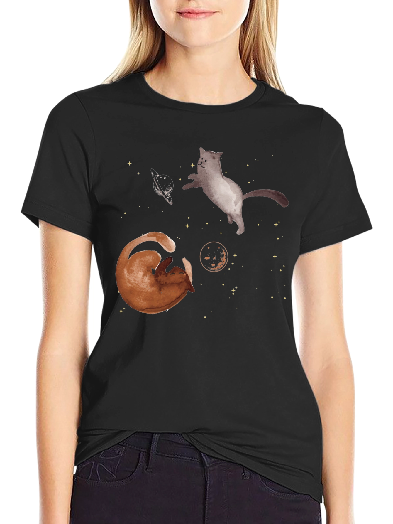 Cosmic Cats Black T-Shirt