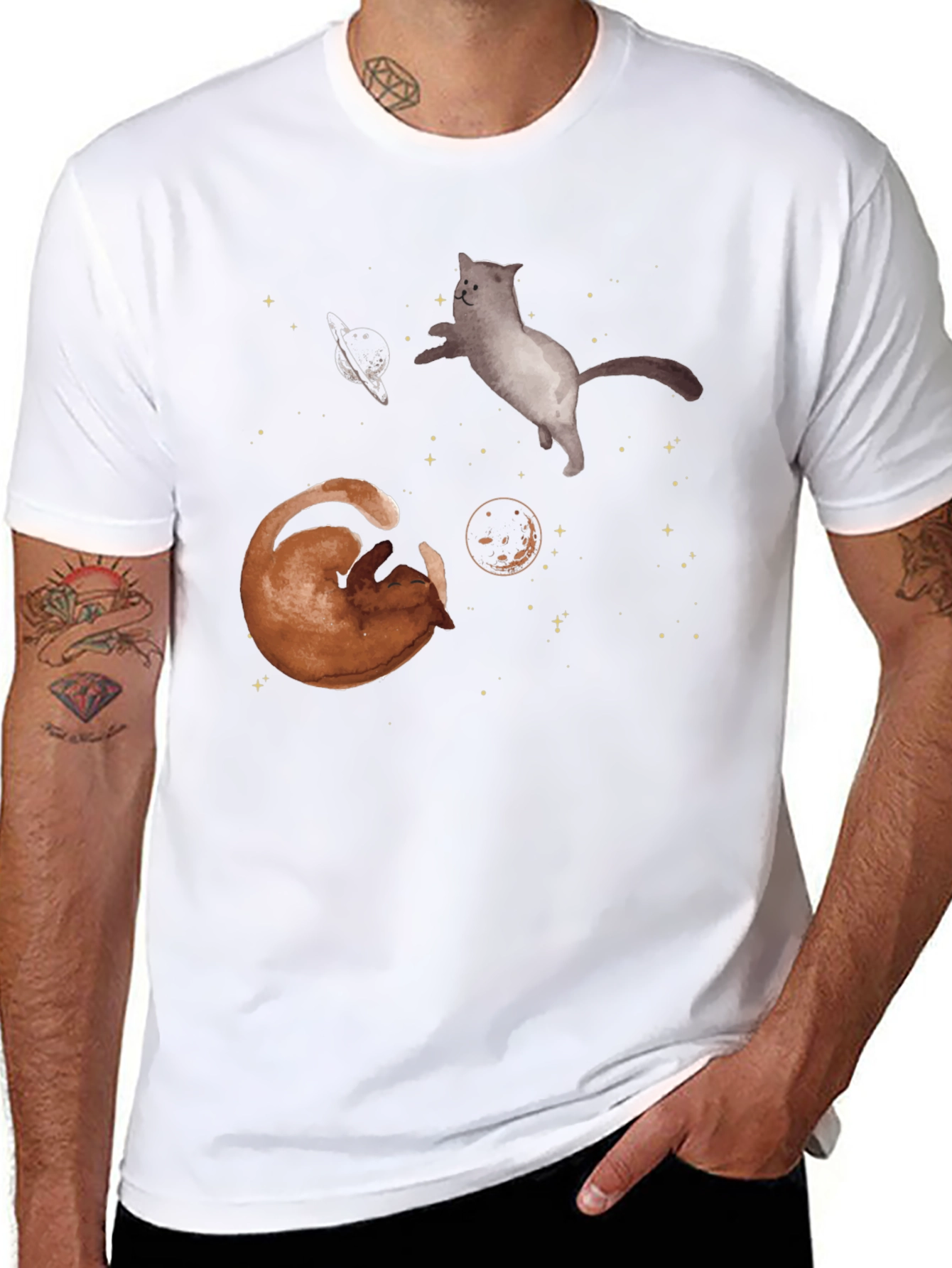 Cosmic Cats Black T-Shirt