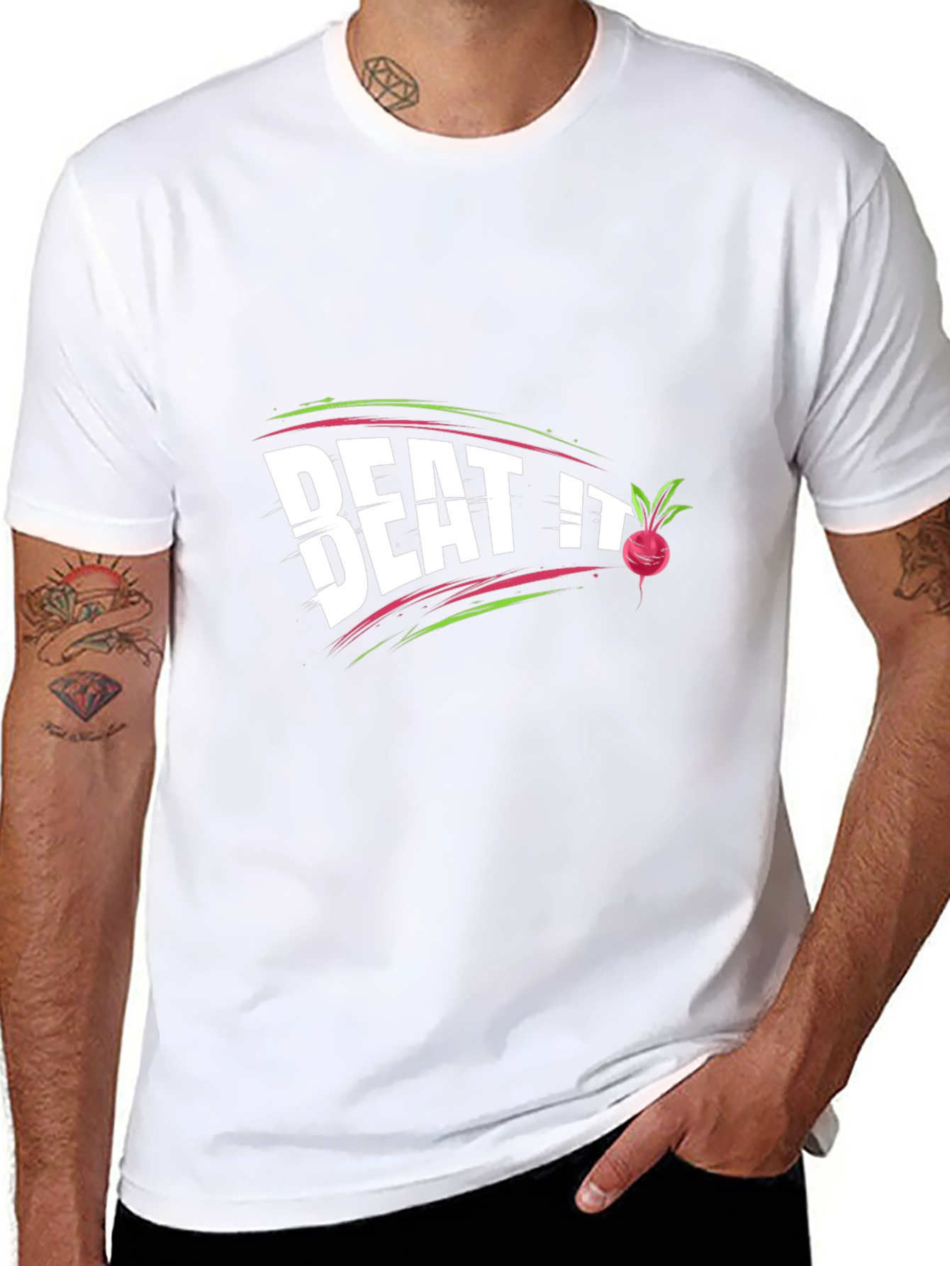 Beat It Beet Pun T-Shirt Funny Graphic Tee