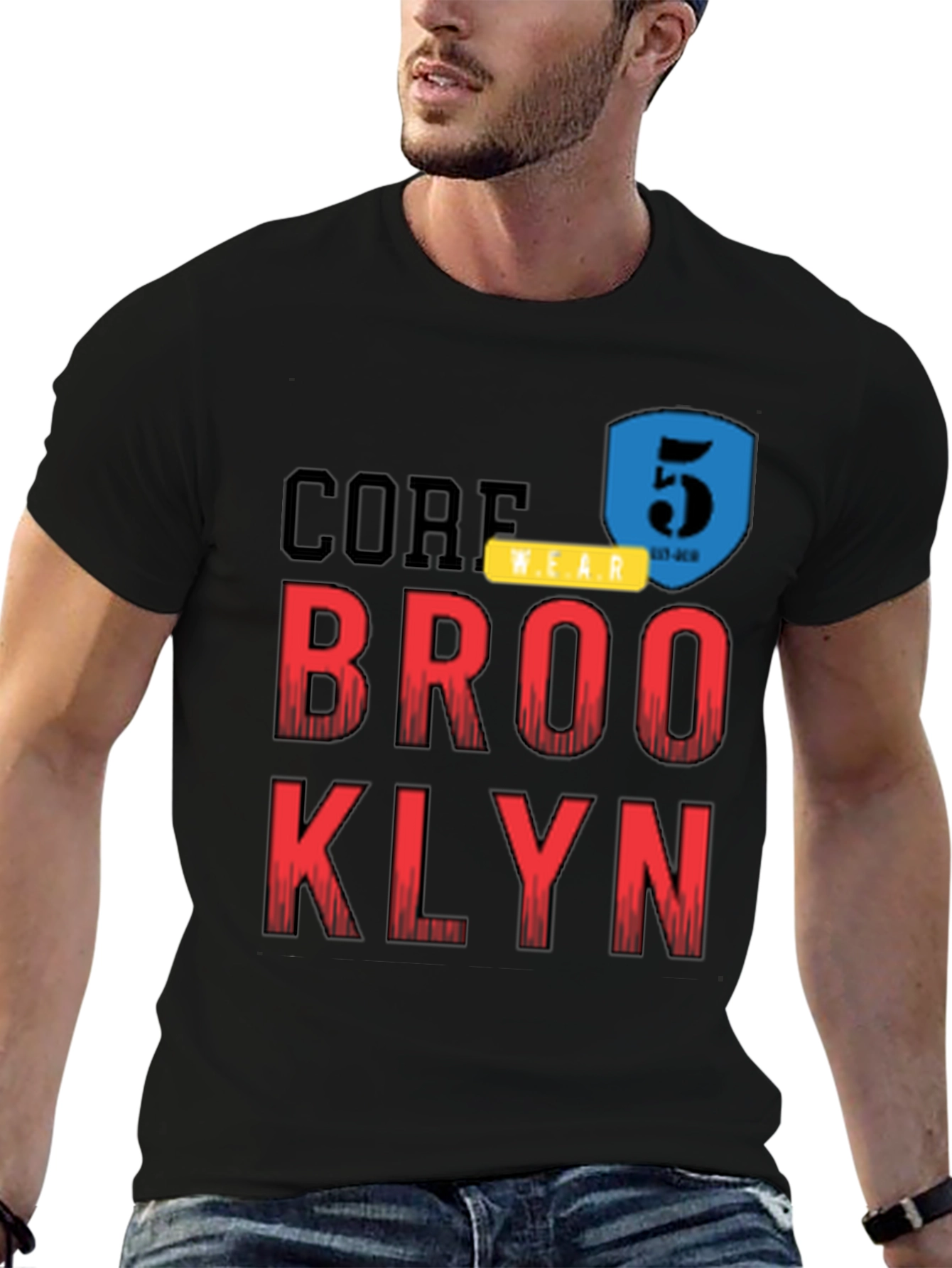 Brooklyn Core Wear Mens Black Graphic T-Shirt
