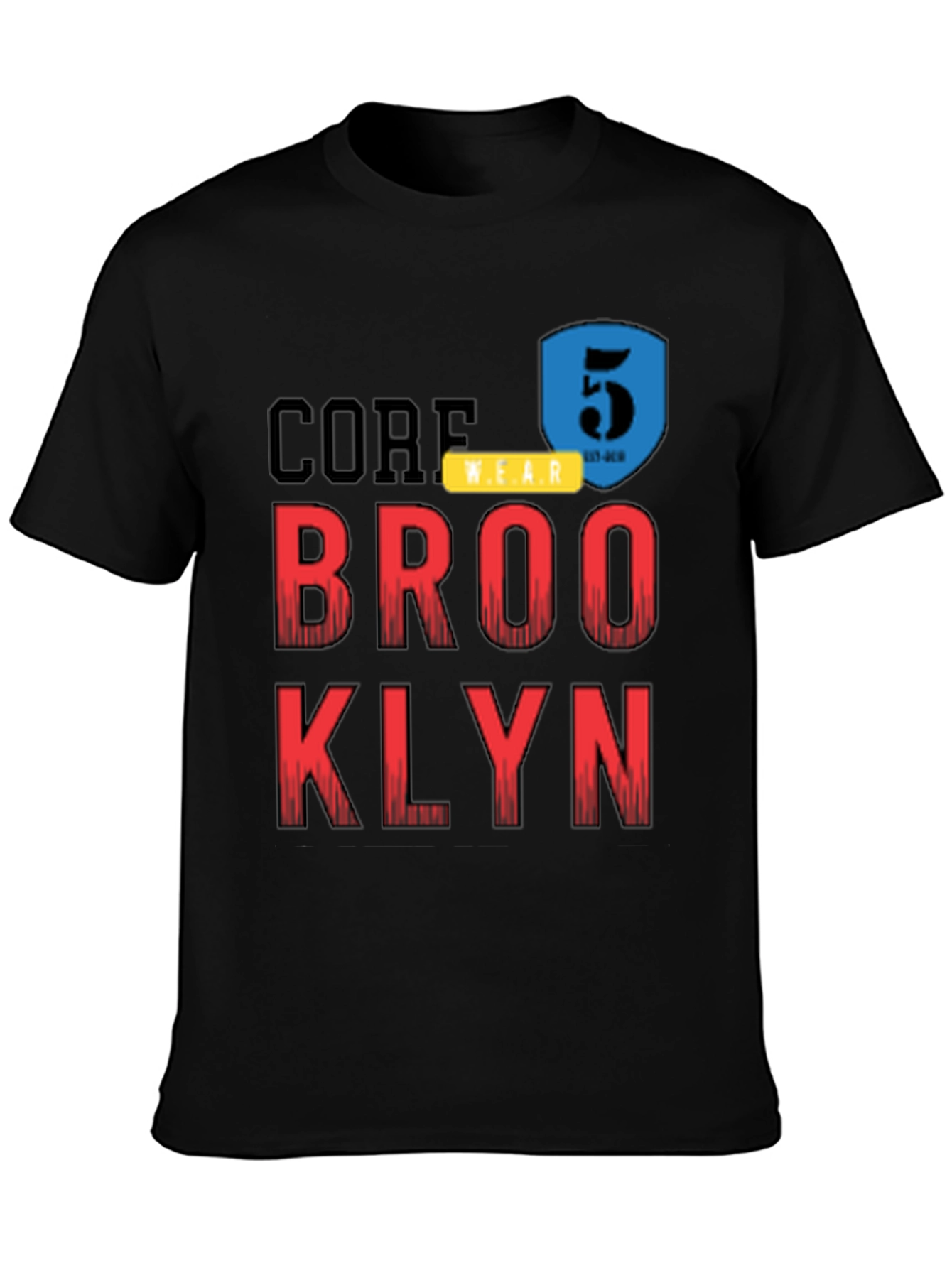 Brooklyn Core Wear Mens Black Graphic T-Shirt