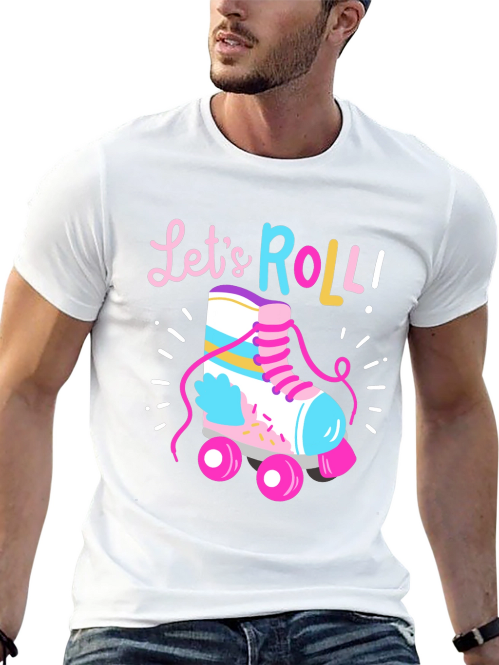 Lets Roll Retro Roller Skate T-Shirt