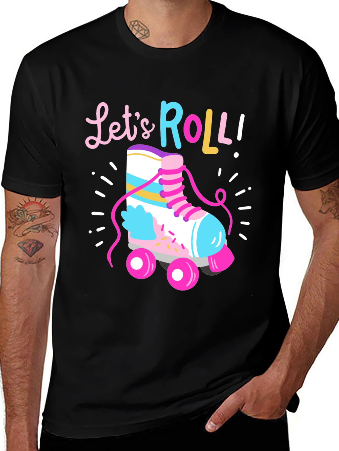 Lets Roll Retro Roller Skate T-Shirt