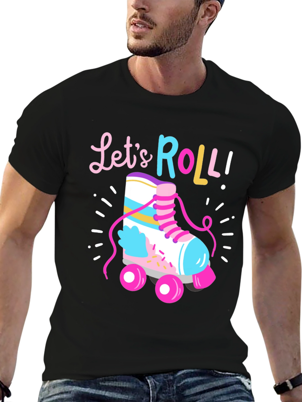Lets Roll Retro Roller Skate T-Shirt