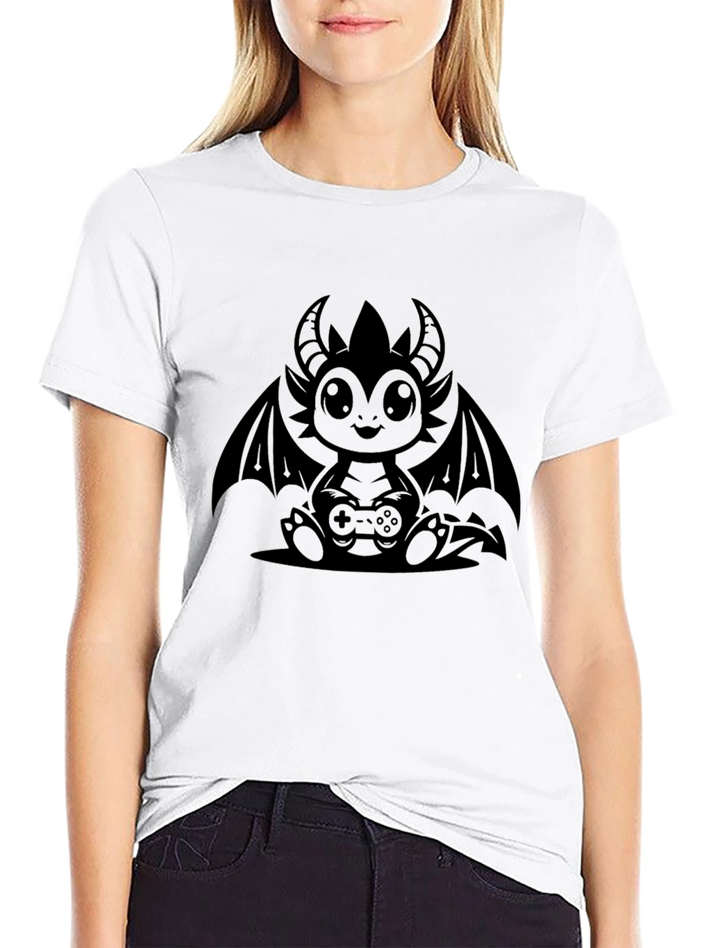 Gamer Dragon Graphic T-Shirt - Black Cotton Tee