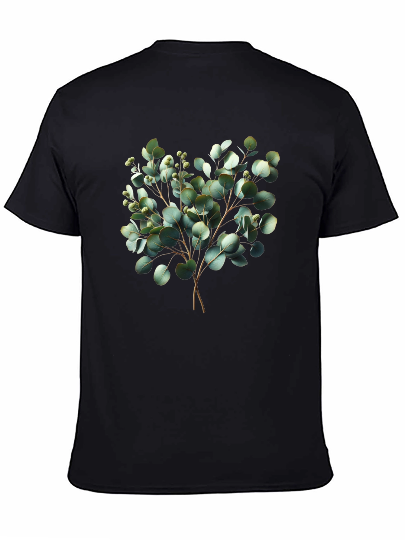 Eucalyptus Print Black T-Shirt
